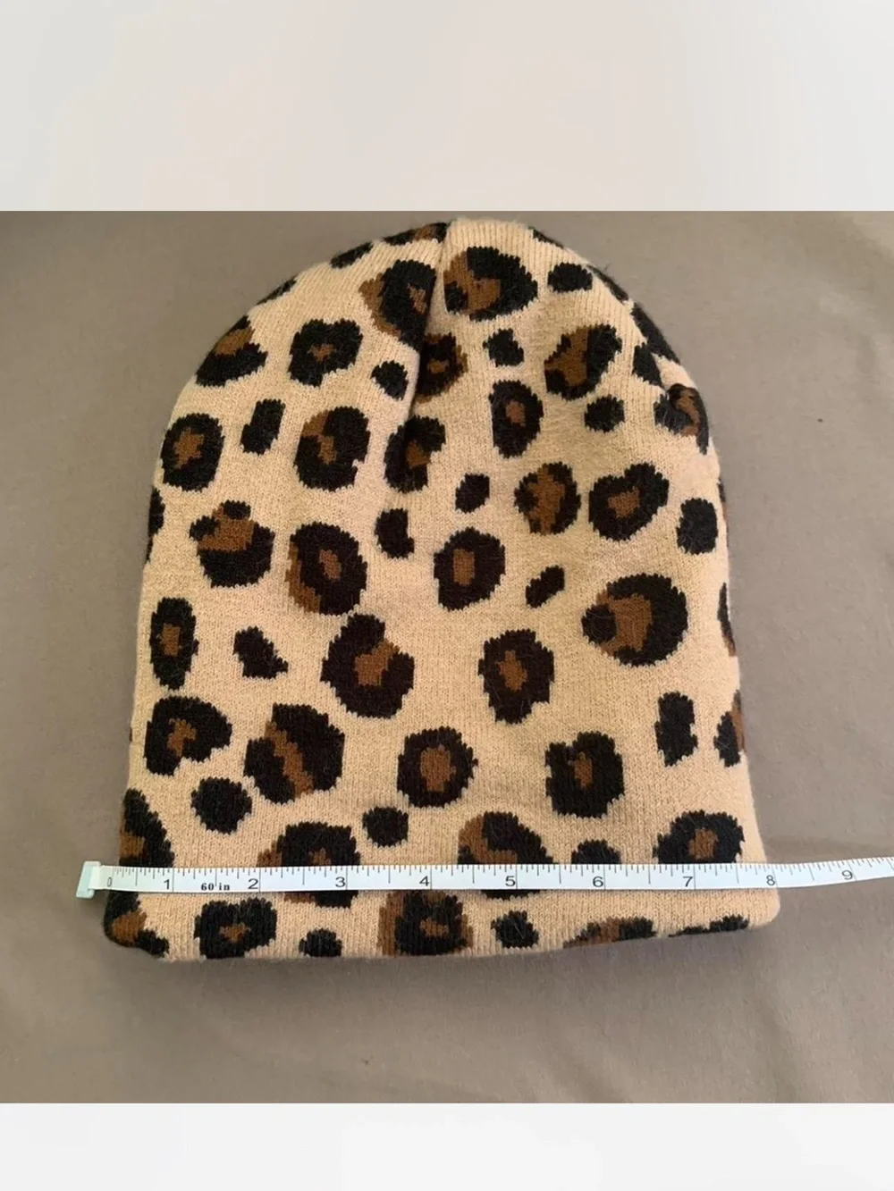 Streetwear Cozy Leopard Print Beanie Hat - Women’s Brown/Black